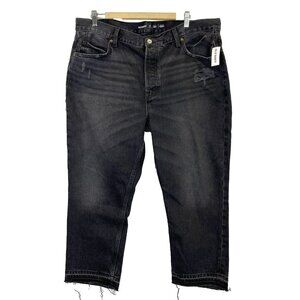 Old Navy Jeans Womens Size 16 Petite High-Rise Slouchy Straight Raw Hem NWT NEW